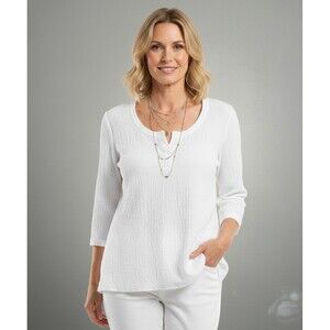 Habitat Women Top White Crinkle Lagenlook Size Small Clothes To Live In